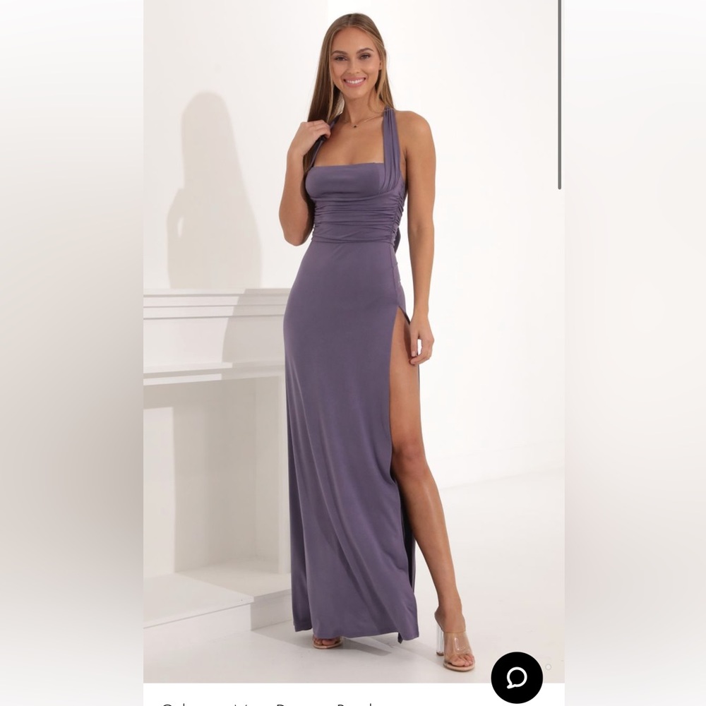 Purple Halter Neck Prom Dress